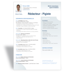 Modèle CV Word Rédacteur