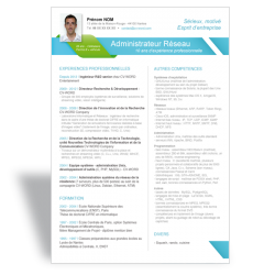 Exemple Modèle CV Word Administrateur Réseau