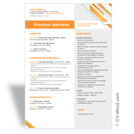 Modèle CV Word original éducation