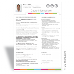 Modèle CV Word Cadre Informaticien