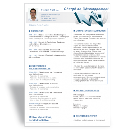 Modèle CV Word Chargé de Développement II
